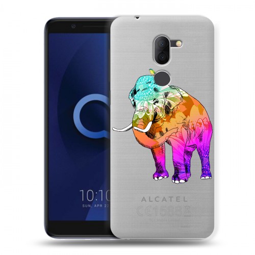 Полупрозрачный дизайнерский пластиковый чехол для Alcatel 3X Прозрачные слоны