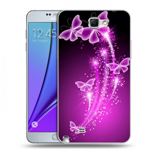 Дизайнерский пластиковый чехол для Samsung Galaxy Note 2 Бабочки фиолетовые