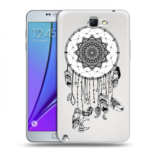 Полупрозрачный дизайнерский пластиковый чехол для Samsung Galaxy Note 2 Прозрачные обереги 2