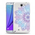 Полупрозрачный дизайнерский пластиковый чехол для Samsung Galaxy Note 2 Прозрачные мандалы