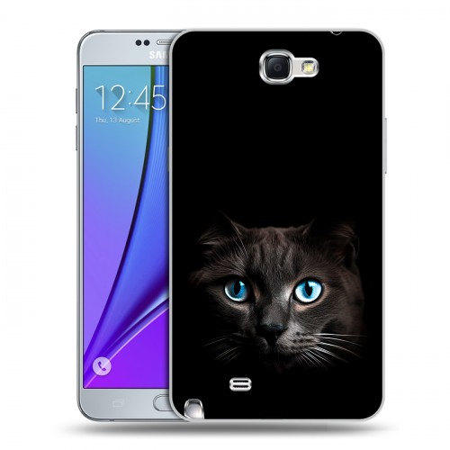 Дизайнерский пластиковый чехол для Samsung Galaxy Note 2 Кот в темноте