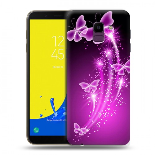 Дизайнерский пластиковый чехол для Samsung Galaxy J6 Бабочки фиолетовые
