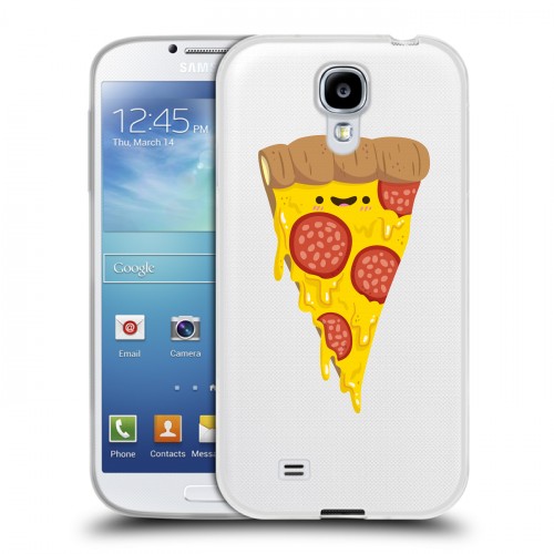 Полупрозрачный дизайнерский пластиковый чехол для Samsung Galaxy S4 Прозрачная Пицца