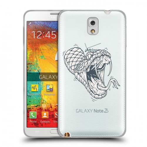 Полупрозрачный дизайнерский пластиковый чехол для Samsung Galaxy Note 3 Прозрачные змеи