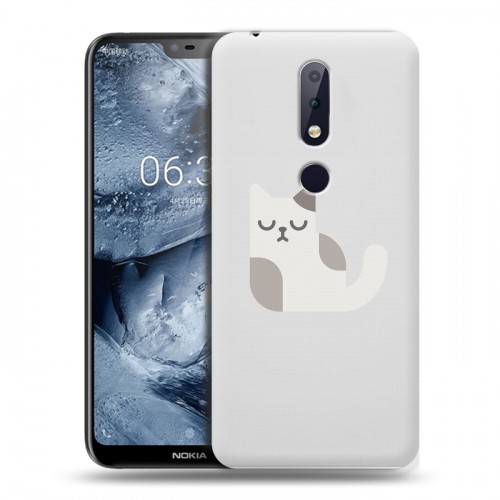 Полупрозрачный дизайнерский пластиковый чехол для Nokia 6.1 Plus Прозрачные кошки