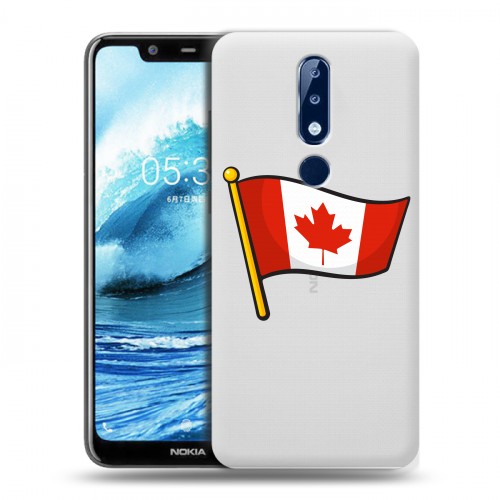 Полупрозрачный дизайнерский силиконовый чехол для Nokia 5.1 Plus Флаг Канады