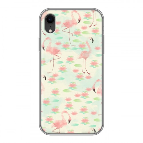 Дизайнерский силиконовый чехол для Iphone Xr Розовые фламинго