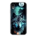Дизайнерский силиконовый чехол для Iphone Xr Волк и луна
