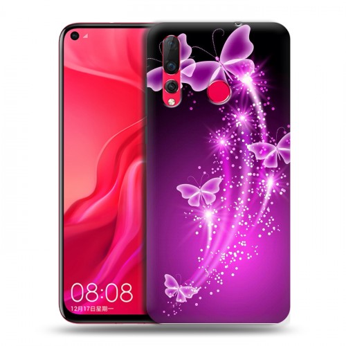 Дизайнерский пластиковый чехол для Huawei Nova 4 Бабочки фиолетовые