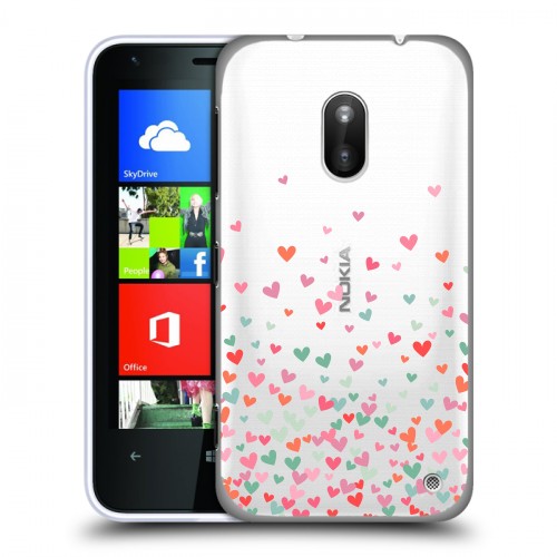 Полупрозрачный дизайнерский пластиковый чехол для Nokia Lumia 620 Прозрачные сердечки