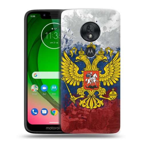 Дизайнерский пластиковый чехол для Motorola Moto G7 Play Российский флаг и герб