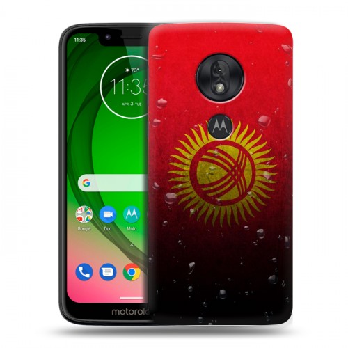 Дизайнерский пластиковый чехол для Motorola Moto G7 Play Флаг Киргизии