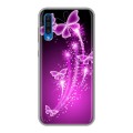 Дизайнерский силиконовый чехол для Samsung Galaxy A50 Бабочки фиолетовые