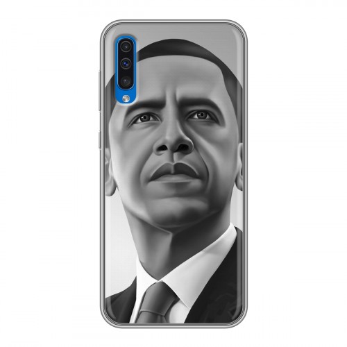 Дизайнерский силиконовый с усиленными углами чехол для Samsung Galaxy A50 Барак Обама