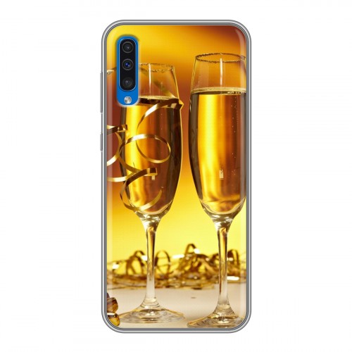 Дизайнерский силиконовый чехол для Samsung Galaxy A50 Новогодние бокалы