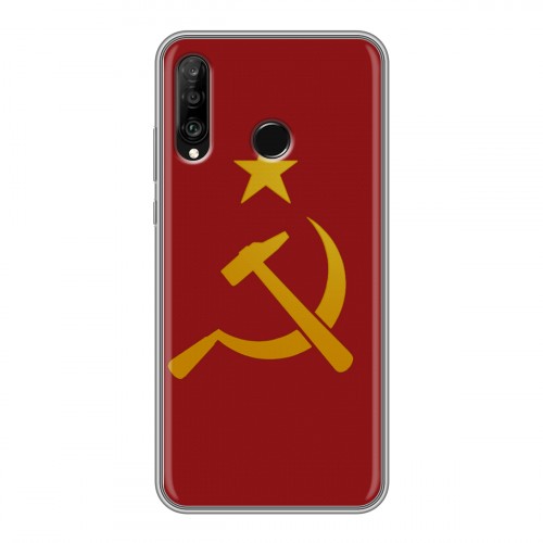 Дизайнерский силиконовый с усиленными углами чехол для Huawei P30 Lite Флаг СССР