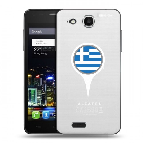 Полупрозрачный дизайнерский пластиковый чехол для Alcatel One Touch Idol Ultra флаг греции
