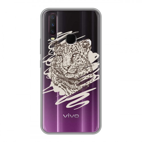 Дизайнерский силиконовый с усиленными углами чехол для Vivo Y17 Прозрачные леопарды