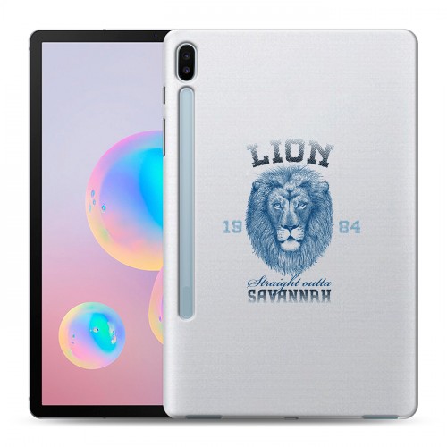 Полупрозрачный дизайнерский силиконовый чехол для Samsung Galaxy Tab S6 Символика льва