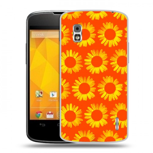 Дизайнерский пластиковый чехол для LG Google Nexus 4 Монохромные цветы