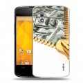 Дизайнерский пластиковый чехол для LG Google Nexus 4 Текстуры денег