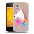 Дизайнерский пластиковый чехол для LG Google Nexus 4 Животные с цветами