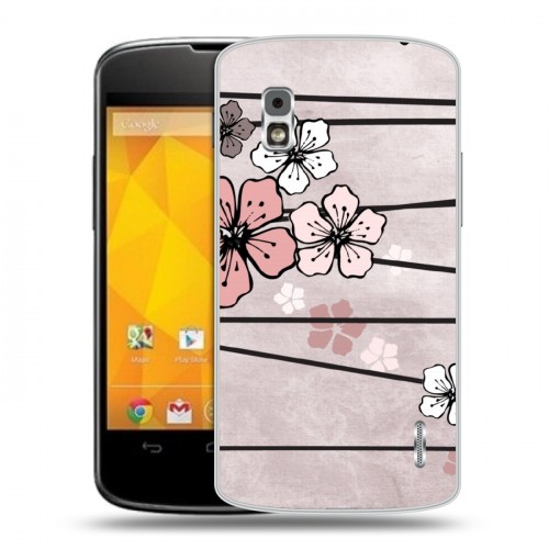 Дизайнерский пластиковый чехол для LG Google Nexus 4 Японские розовые мотивы