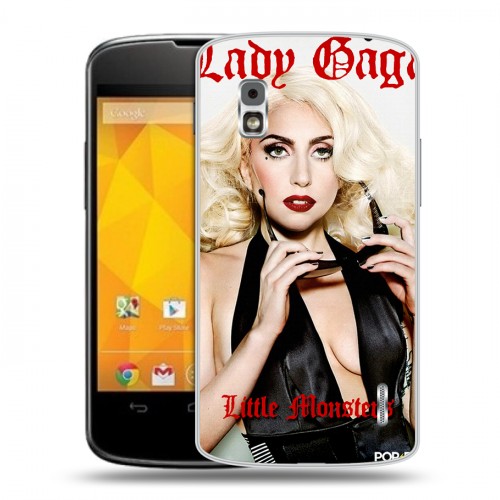 Дизайнерский пластиковый чехол для LG Google Nexus 4 Леди Гага