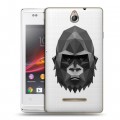 Полупрозрачный дизайнерский пластиковый чехол для Sony Xperia E Прозрачные обезьяны