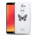 Полупрозрачный дизайнерский силиконовый чехол для LG Optimus G2 прозрачные Бабочки 