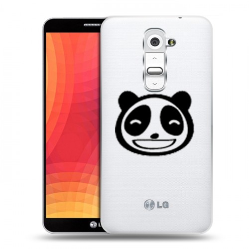 Полупрозрачный дизайнерский силиконовый чехол для LG Optimus G2 Прозрачные панды - смайлики