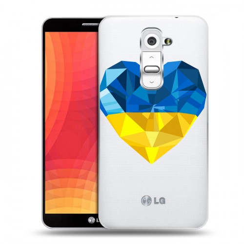 Полупрозрачный дизайнерский пластиковый чехол для LG Optimus G2 Флаг Украины