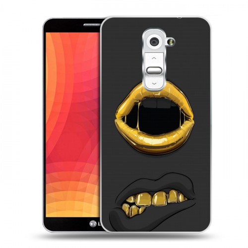 Дизайнерский пластиковый чехол для LG Optimus G2 Черное золото