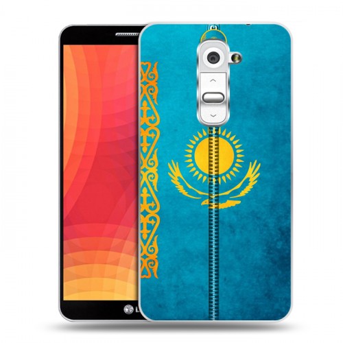 Дизайнерский пластиковый чехол для LG Optimus G2 Флаг Казахстана