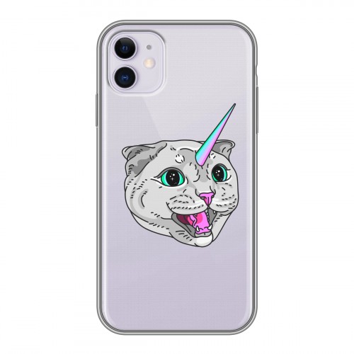 Полупрозрачный дизайнерский пластиковый чехол для Iphone 11 Прозрачные кошки