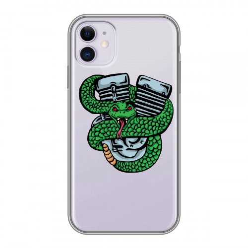 Полупрозрачный дизайнерский силиконовый чехол для Iphone 11 Прозрачные змеи