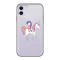 Полупрозрачный дизайнерский пластиковый чехол для Iphone 11 Прозрачные лошади и единороги 