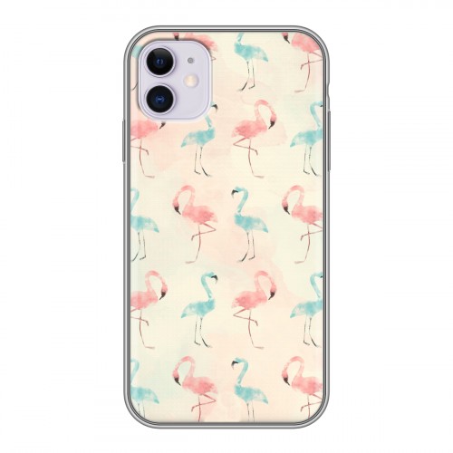 Дизайнерский силиконовый чехол для Iphone 11 Розовые фламинго