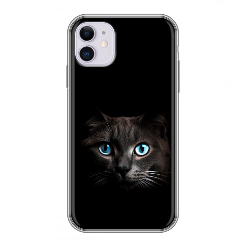 Дизайнерский силиконовый чехол для Iphone 11 Кот в темноте