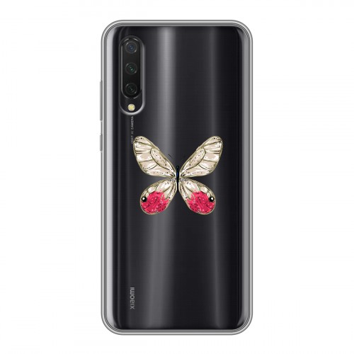Полупрозрачный дизайнерский силиконовый с усиленными углами чехол для Xiaomi Mi 9 Lite прозрачные Бабочки 
