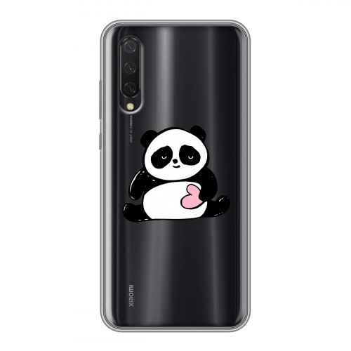 Полупрозрачный дизайнерский силиконовый с усиленными углами чехол для Xiaomi Mi 9 Lite Прозрачные панды - смайлики