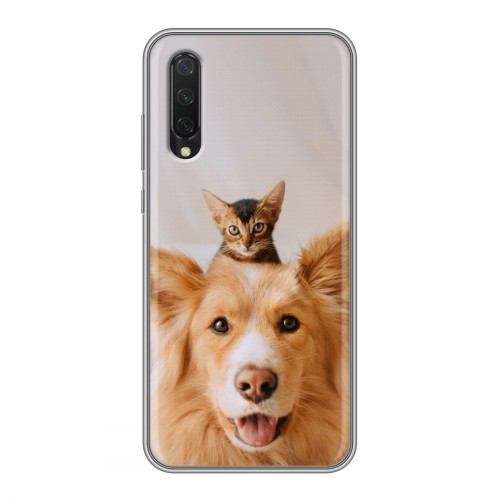 Дизайнерский силиконовый чехол для Xiaomi Mi 9 Lite Собака и котенок