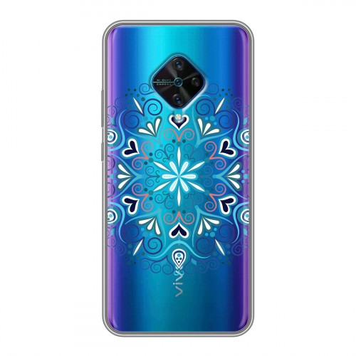 Полупрозрачный дизайнерский пластиковый чехол для Vivo V17 Голубые мандалы