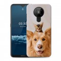 Дизайнерский пластиковый чехол для Nokia 5.3 Собака и котенок