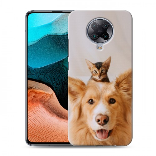Дизайнерский силиконовый чехол для Xiaomi RedMi K30 Pro Собака и котенок