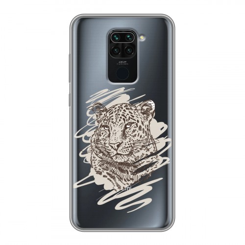 Дизайнерский силиконовый чехол для Xiaomi RedMi Note 9 Прозрачные леопарды