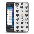 Полупрозрачный дизайнерский пластиковый чехол для BlackBerry Z10 Стильные сердца