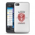Полупрозрачный дизайнерский пластиковый чехол для BlackBerry Z10 Символика льва