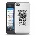 Полупрозрачный дизайнерский пластиковый чехол для BlackBerry Z10 Прозрачные тигры