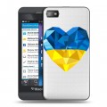 Полупрозрачный дизайнерский пластиковый чехол для BlackBerry Z10 Флаг Украины